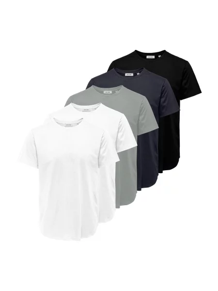 Only & Sons Tricou ONSJEFF albastru marin / gri amestecat / negru alb