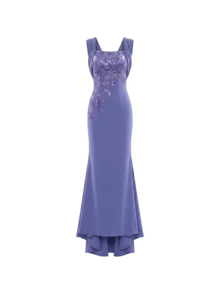 Rochie maxi Saiid Kobeisy cu paiete drapată violet