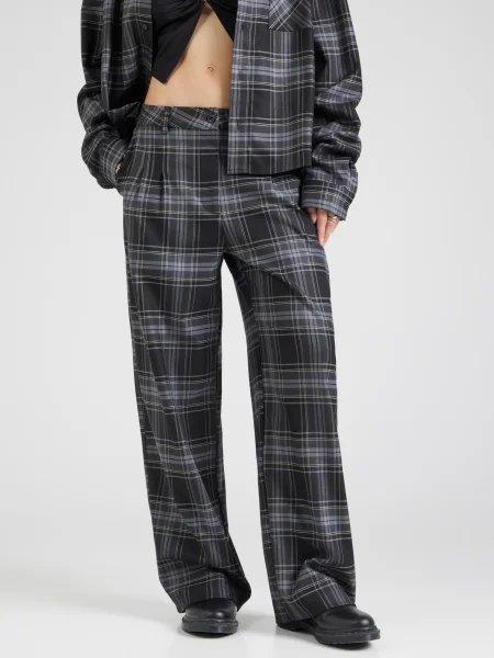 SHYX Pantaloni cutați gri / negru alb