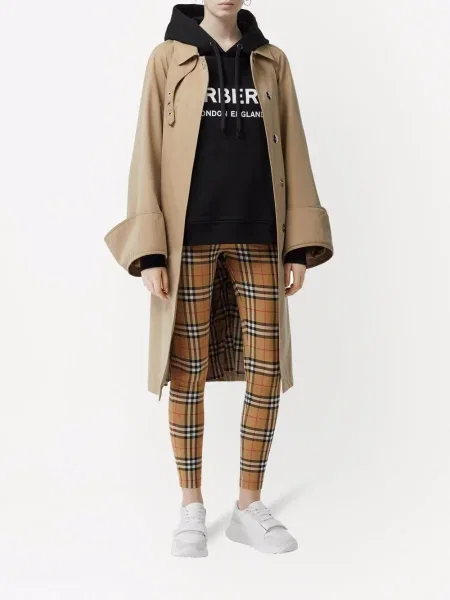 Kostkované retro legíny Burberry hnědé