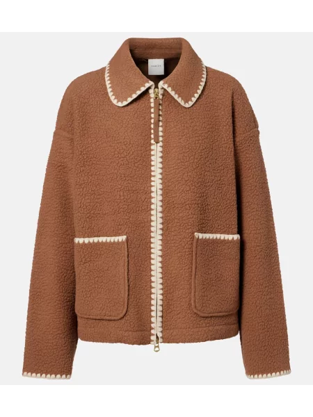 Geacă Varley cu broderie din fleece maro