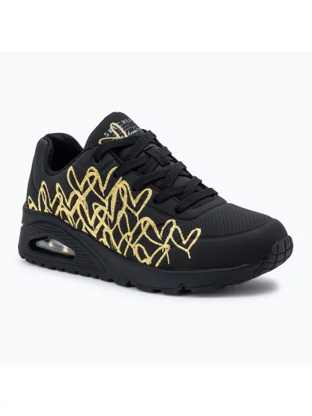 Női cipő SKECHERS JGoldcrown Uno Golden Heart black/multicolor metallic JGoldcrown Uno Golden Heart BKGD fekete