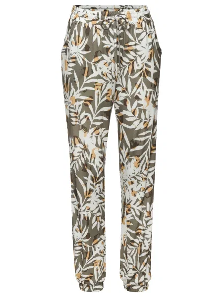 VIVANCE Hlače rjava / oliva / svetlo oranžna bela