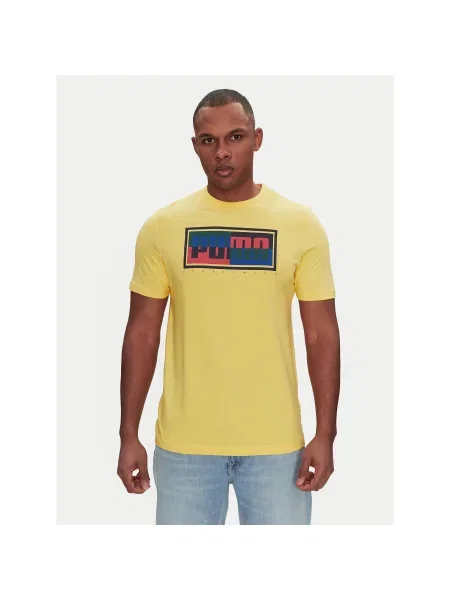Puma Póló Graphics Box Regular Fit sárga
