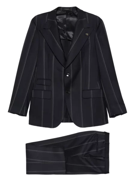 Garnitur Gabriele Pasini w paski garniturowy jednorzędowy niebieski