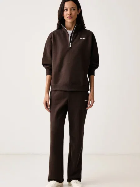 DKNY pulover z bombažem rjava