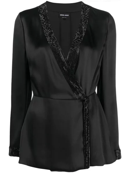 Top Giorgio Armani de mătase de cristal negru