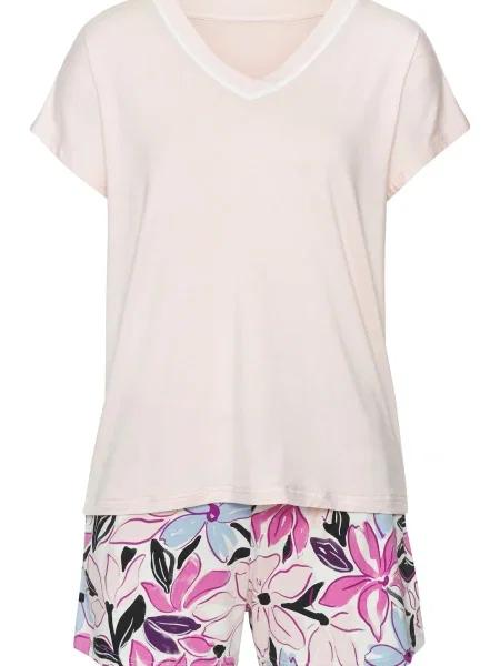 LASCANA Pantaloni scurți albastru deschis / roz / roz pastel negru