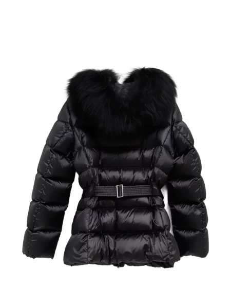 Cu centură geacă cu puf Moncler cu blană negru