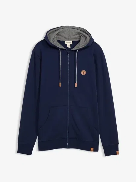 Bluza rozpinana z kapturem z czystej bawełny organicznej niebieska