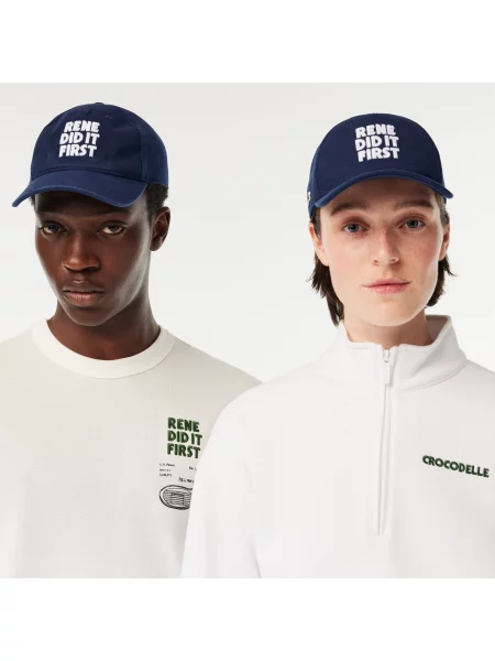 Lacoste Czapka Z Daszkiem 3D Z Haftowanej Piki Bawełnianej granatowa