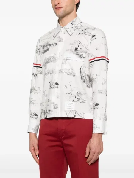 Cămașă Thom Browne cu imagine alb