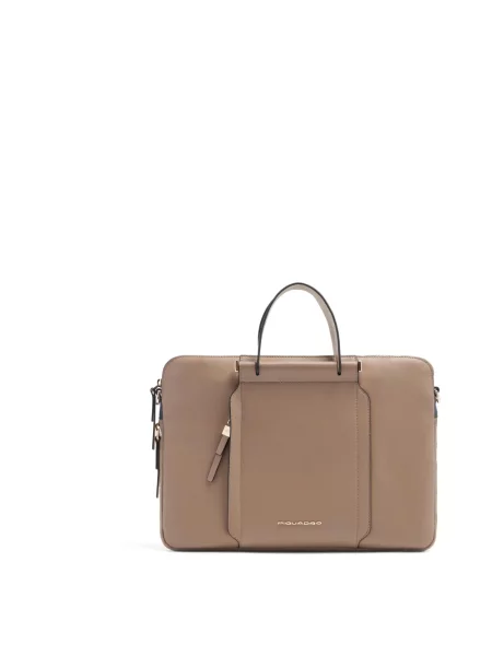 Torba na laptopa Piquadro skórzana brązowa
