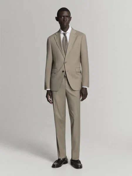 Spodnie garniturowe Milan slim fit norkowy Mężczyzna 40 MANGO MAN szary