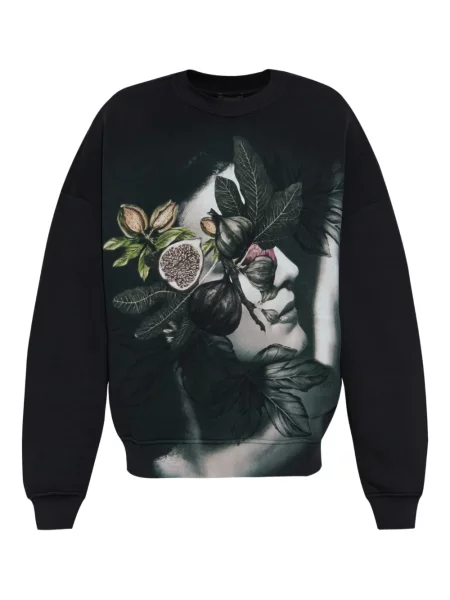 Hanorac crewneck Emporio Armani cu imagine cu decolteu rotund negru