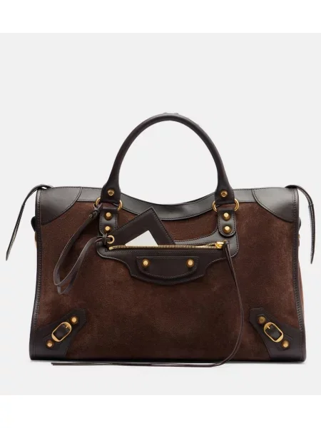 Geanta de piele Balenciaga din piele de căprioară maro