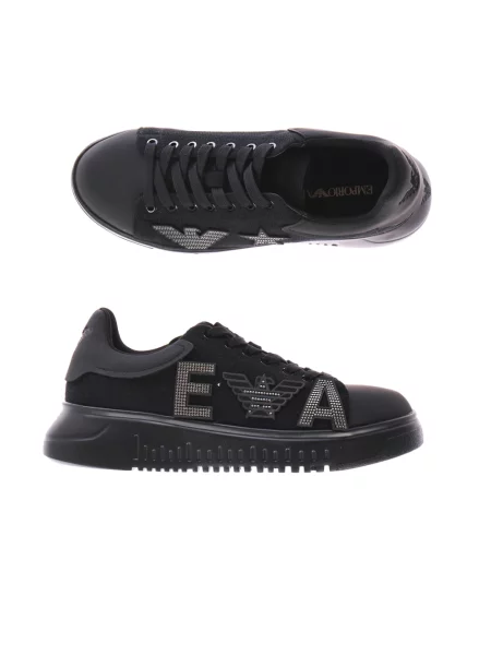 Sneakersy Emporio Armani skórzane z logo czarne