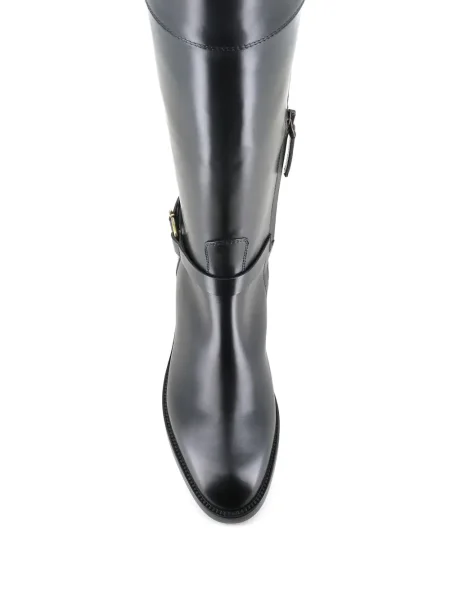 Botine Sartore din piele cu cataramă cu bretele negru