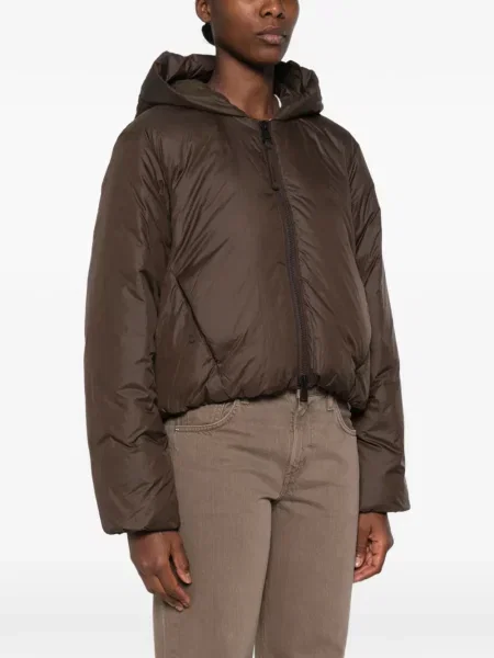 Geacă cu puf Canada Goose cu glugă maro