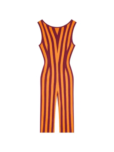 Dzianinowy kombinezon Dries Van Noten w paski pomarańczowy