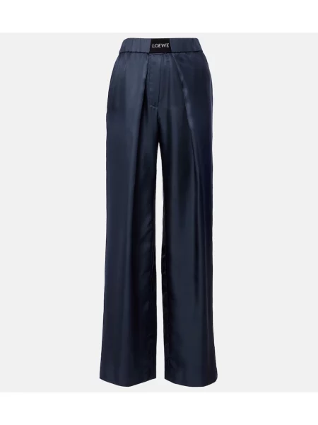 Pantaloni Loewe de mătase cu autograf gri