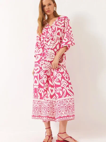 Bianco Lucci Poletna obleka roza bela