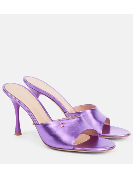 Usnjene mules Gianvito Rossi vijolična