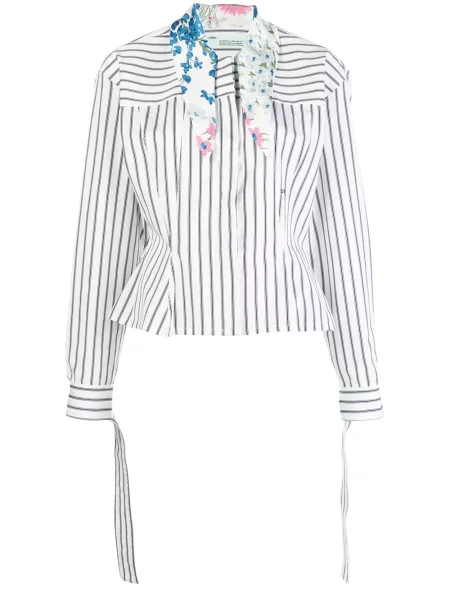 Gulerat cămașă Off-white cu dungi alb