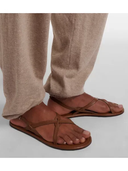 Sandale The Row din piele cu bretele maro