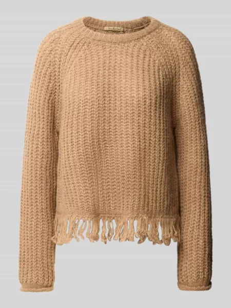 Sweter z dzianiny w kroju regular fit z mieszanki wełny z frędzlami Smith And Soul