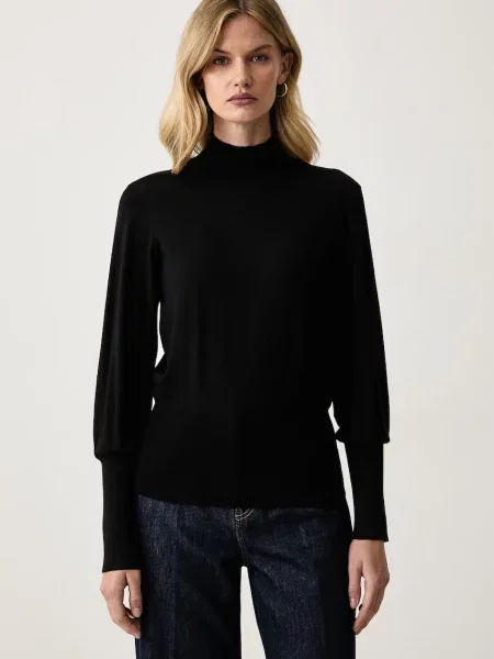 Pulover Silvian Heach cu guler înalt negru