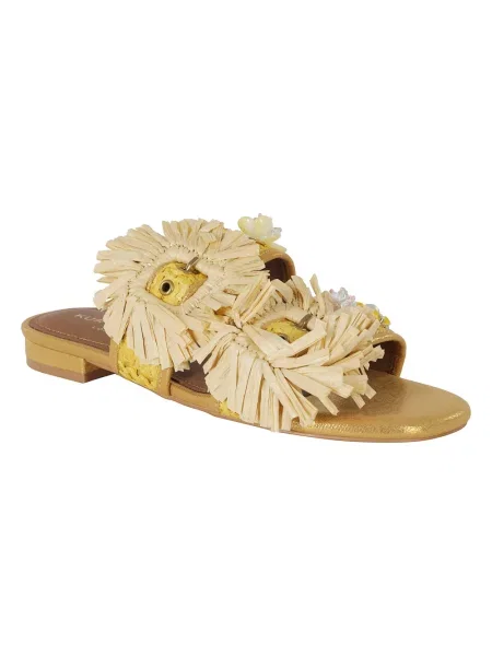Klapki Kurt Geiger bez obcasa na sprzączkę żółte