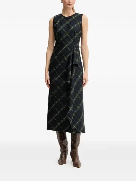 Sukienka midi Luisa Spagnoli w kratkę do kolan garniturowa niebieska