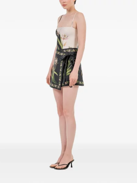 Fusta mini Agua By Agua Bendita cu model floral cu imagine negru