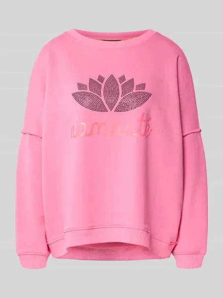 Bluza z obszyciem ozdobnymi kamieniami i okrągłym dekoltem Miss Goodlife różowa