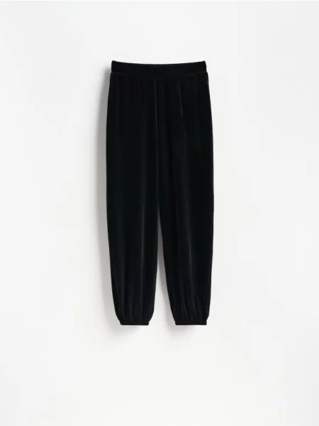 Reserved Pantaloni balloon din velur negru