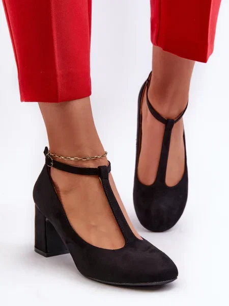 Pantofi cu toc Kesi din piele de căprioară negru