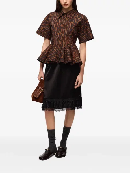 Cămașă Ganni cu model leopard maro