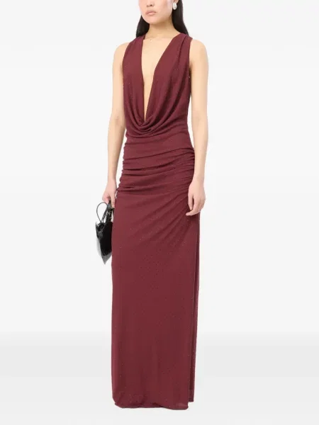 Rochie maxi Rotate Birger Christensen cu gât halter roșu