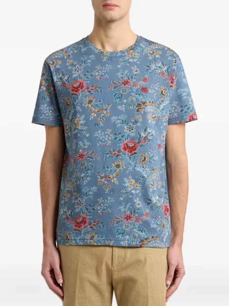 Tricou Etro cu model floral cu imagine albastru