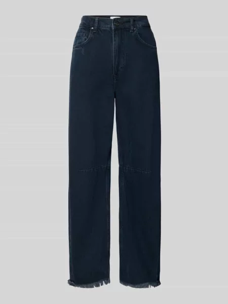 Jeans o kroju wide fit z dodatkiem lyocellu z wykończeniem frędzlami Rich & Royal czarne