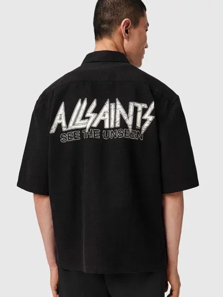 AllSaints cămașă pentru bărbați cu lyocell SYNTH negru
