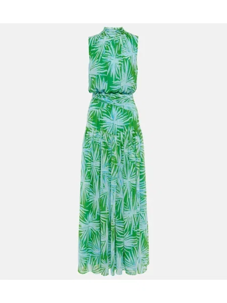 Rochie maxi Diane Von Furstenberg cu imagine drapată de costum verde