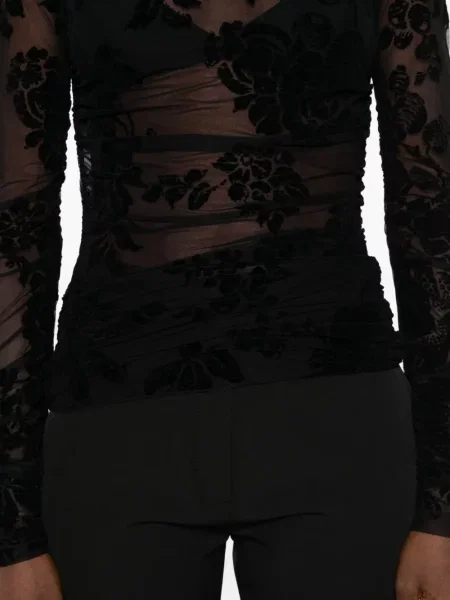 Top Pinko cu model floral cu imagine negru