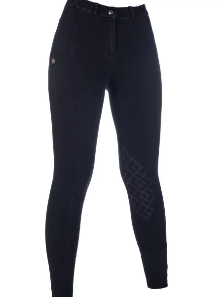 Spodnie jeździeckie o pełnej przyczepności HKM Harbour Island Denim czarne