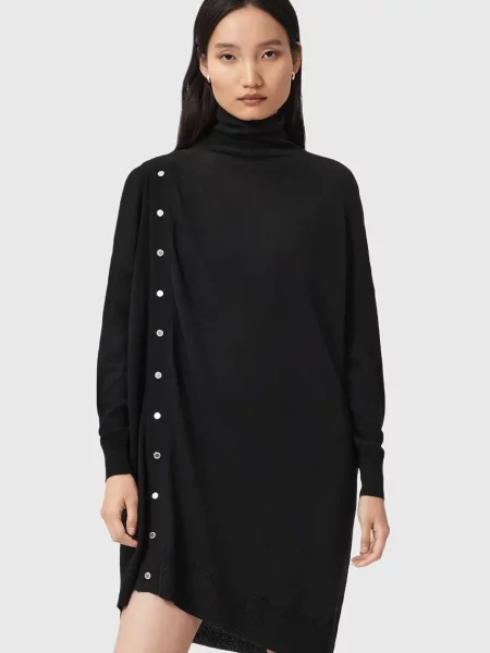 AllSaints sukienka wełniana UMI mini dopasowana czarny