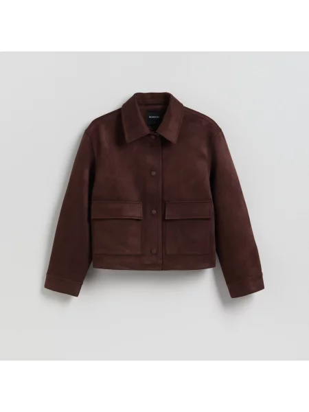 Reserved Bunda z umělého semiše mahagonová