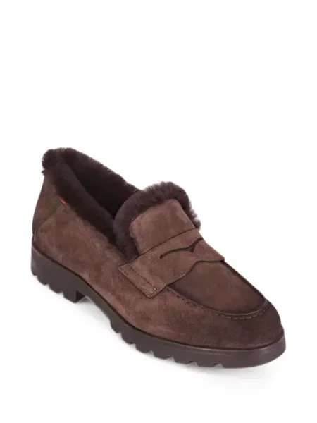 Pantofi loafer Santoni din piele de căprioară maro