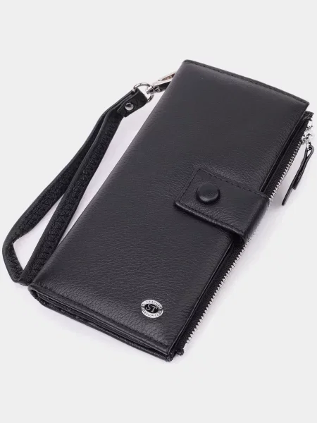 Кожаный кошелек St Leather Accessories черный