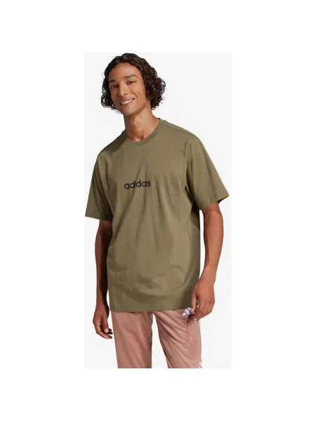 Koszulka adidas Essentials Linear krótki rękaw zielony khaki XS czarny